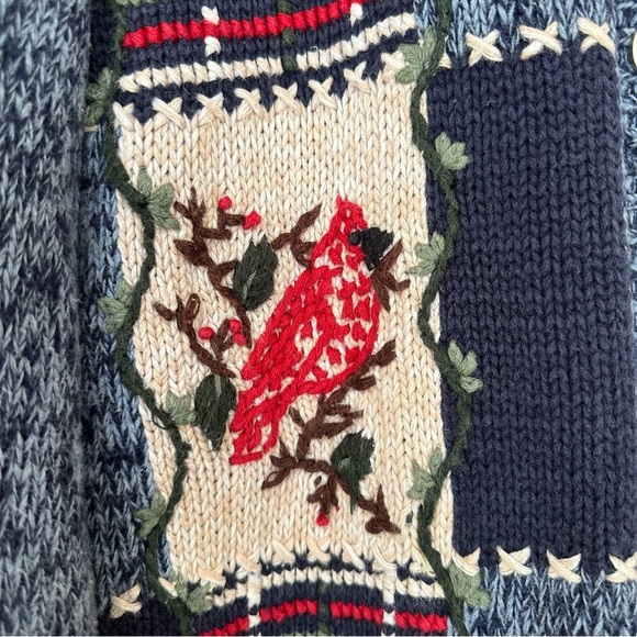 Vintage Nutcracker Women L Cardigan Sweater Cardinal Bird Christmas Cottagecore - Picture 3 of 9
